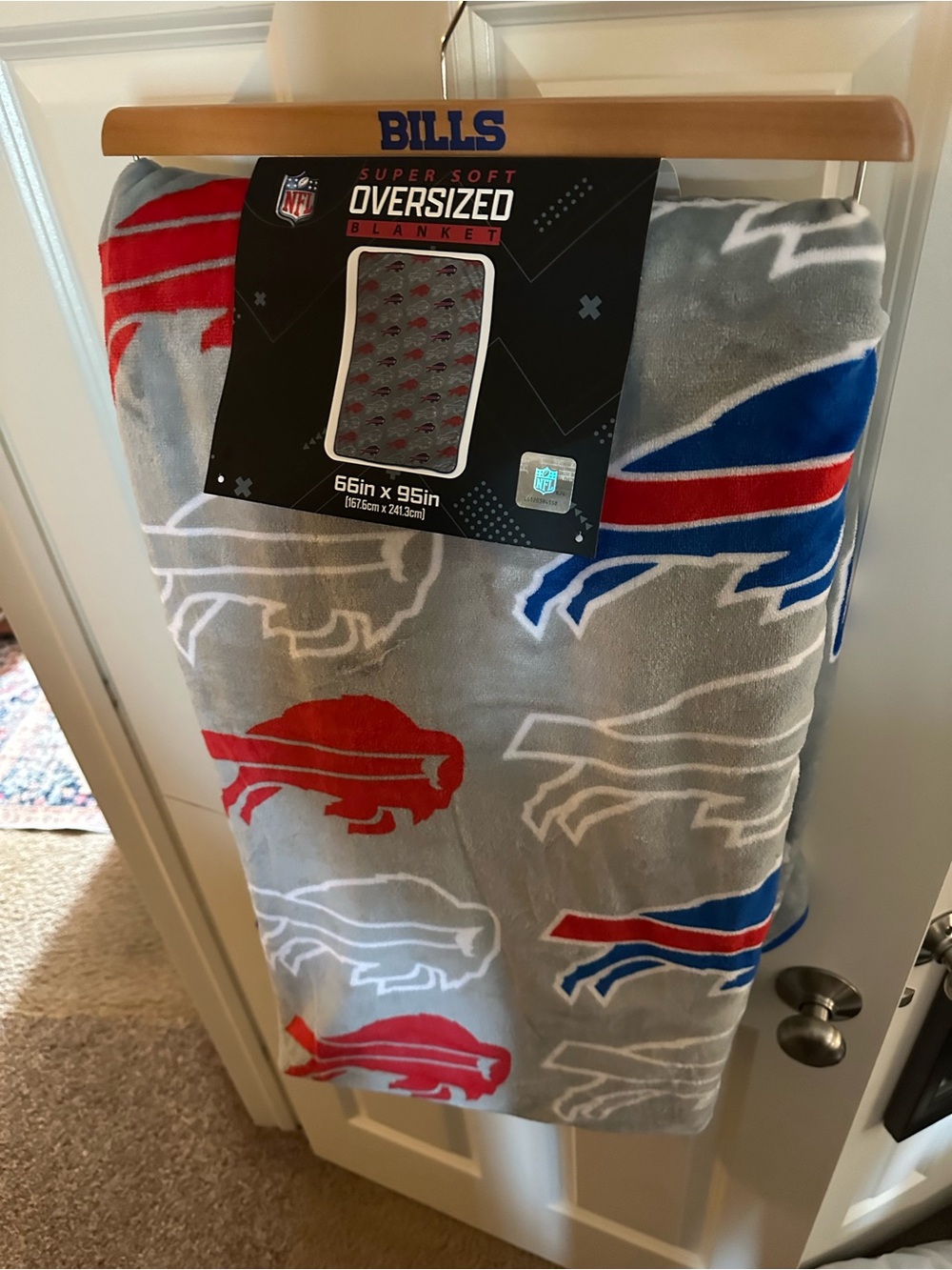 OVERSIZED NFL Buffalo Bills Gray, Red & Blue Fleece Blanket - Pegasus